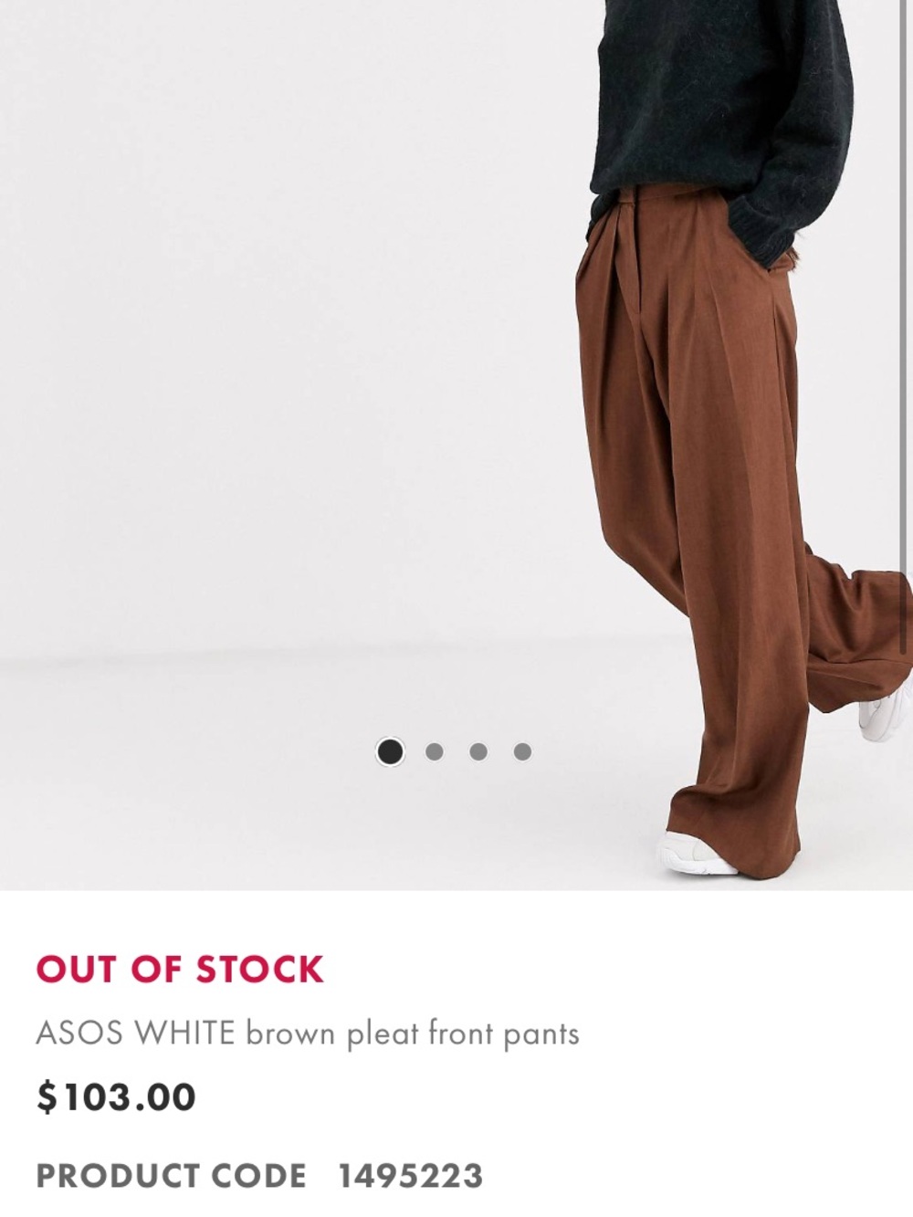ASOS Wide Leg Brown Pleat Front Pants